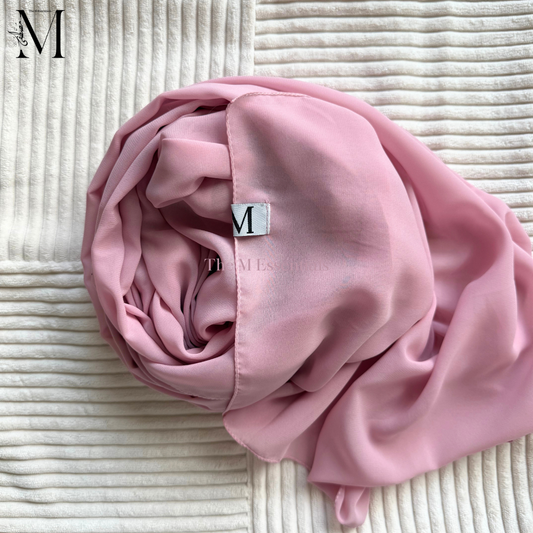 Baby Pink Premium Powder Chiffon Hijab – Soft & Sweet | Made in Indonesia
