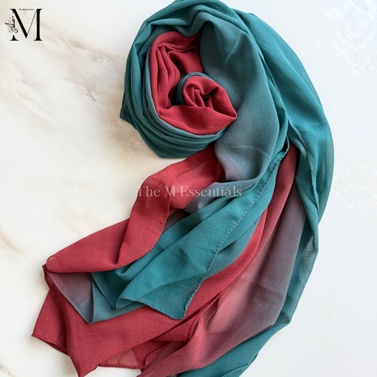 Green Ombre Chiffon Hijabs Online UAE | Lightweight & Elegant | The M Essentials