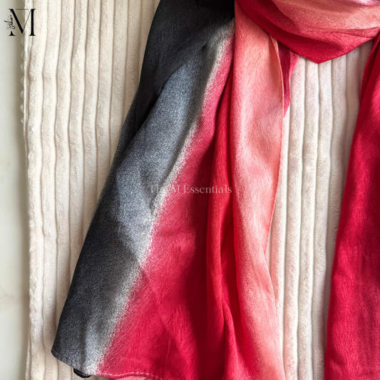 Red Ombre Crinkle Silk Hijab | The M Essentials