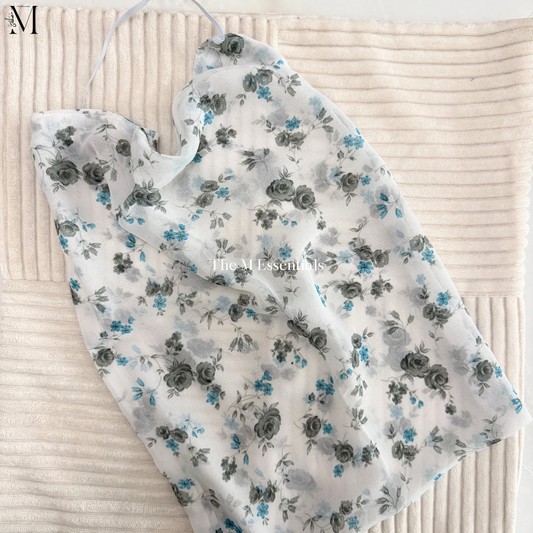 White Floral Chiffon Niqab UAE