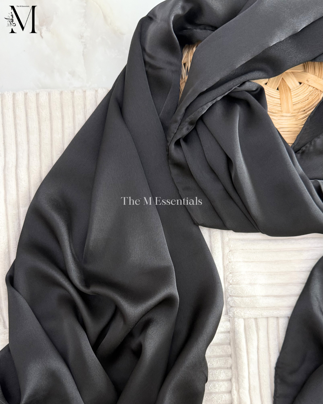 Satin Silk Hijab - Black