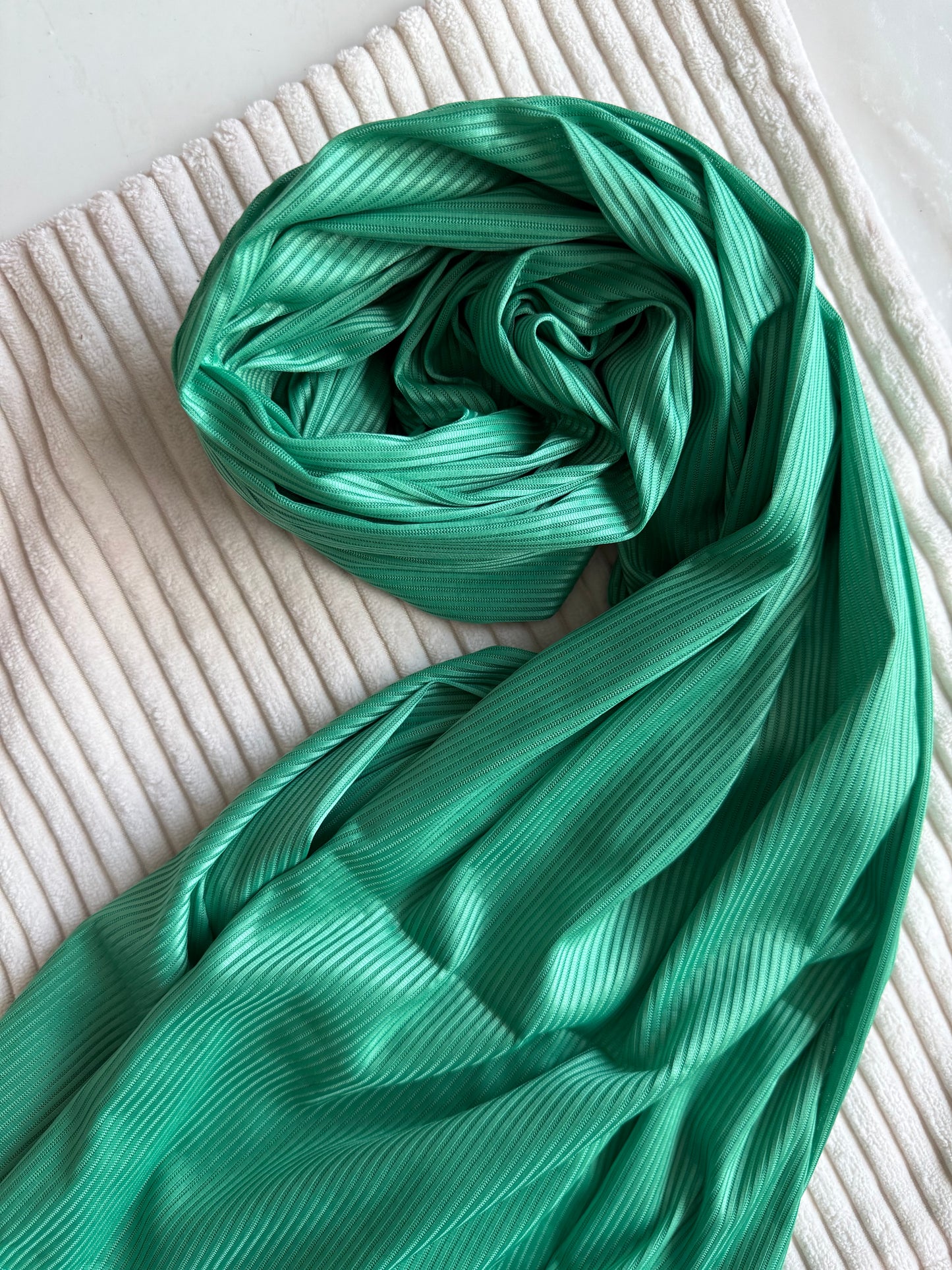 Green Ribbed Jersey Hijabs Online UAE | Stretch & Comfort | The M Essentials