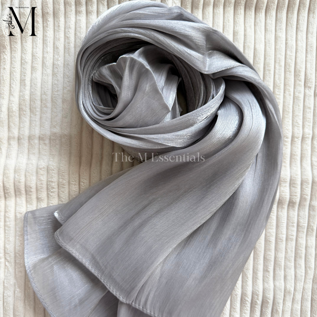 Silver Silk Hijabs Online UAE | Elegant & Luxurious | The M Essentials