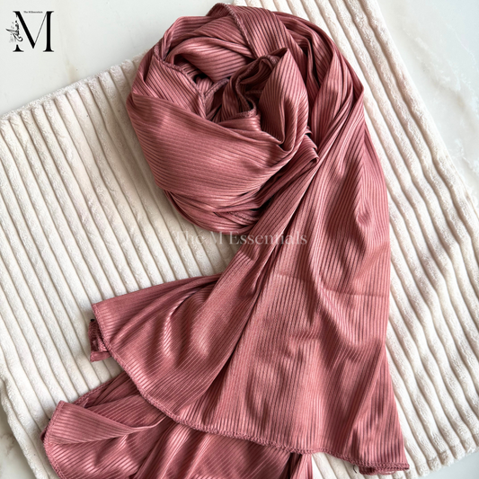 Tea Pink Ribbed Jersey Hijabs Online UAE | Stretch & Comfort | The M Essentials