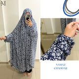 Navy Blue Floral Namaz Chaddar - The M Essentials