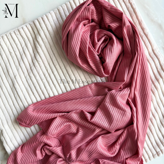 Rose Pink Ribbed Jersey Hijabs Online UAE | Stretch & Comfort | The M Essentials