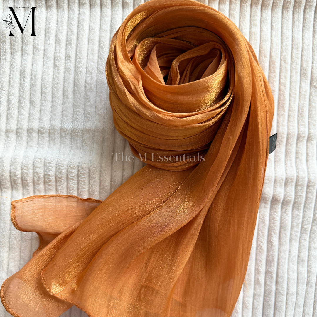 Orange Silk Hijabs Online UAE | Elegant & Luxurious | The M Essentials