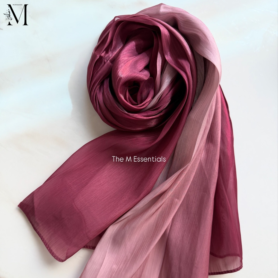 Red Rose Silk Ombre Hijab | The M Essentials