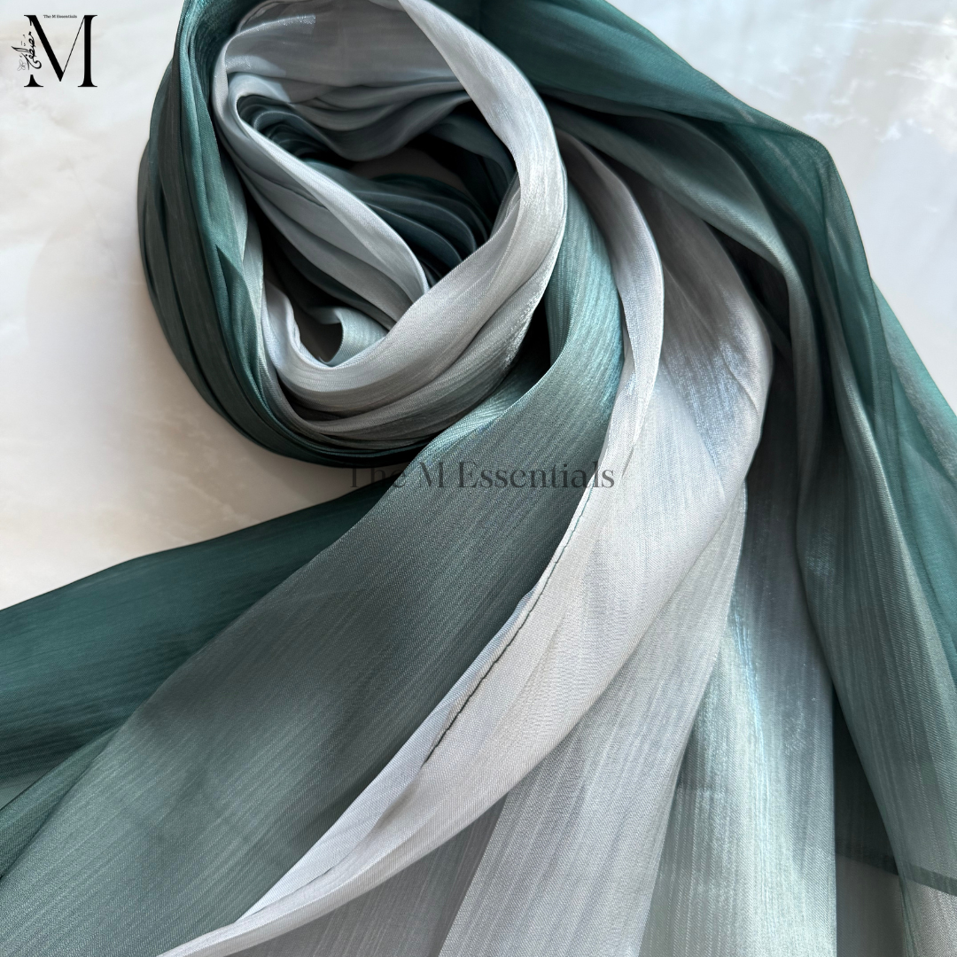 Green Silk Ombre Hijab | The M Essentials