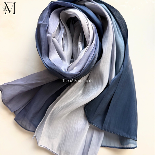 Dark Blue Silk Ombre Hijab | The M Essentials