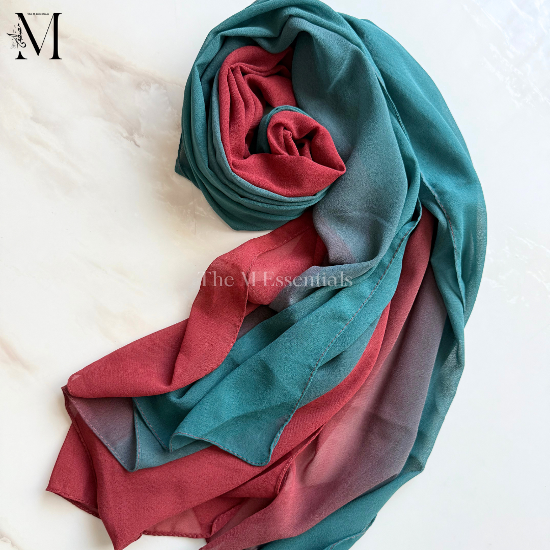 Green Ombre Chiffon Hijabs Online UAE | Lightweight & Elegant | The M Essentials