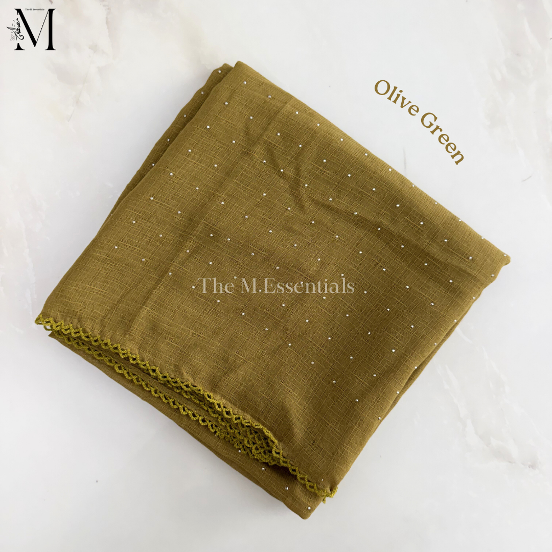 Stonework Cotton Hijab | Olive Green
