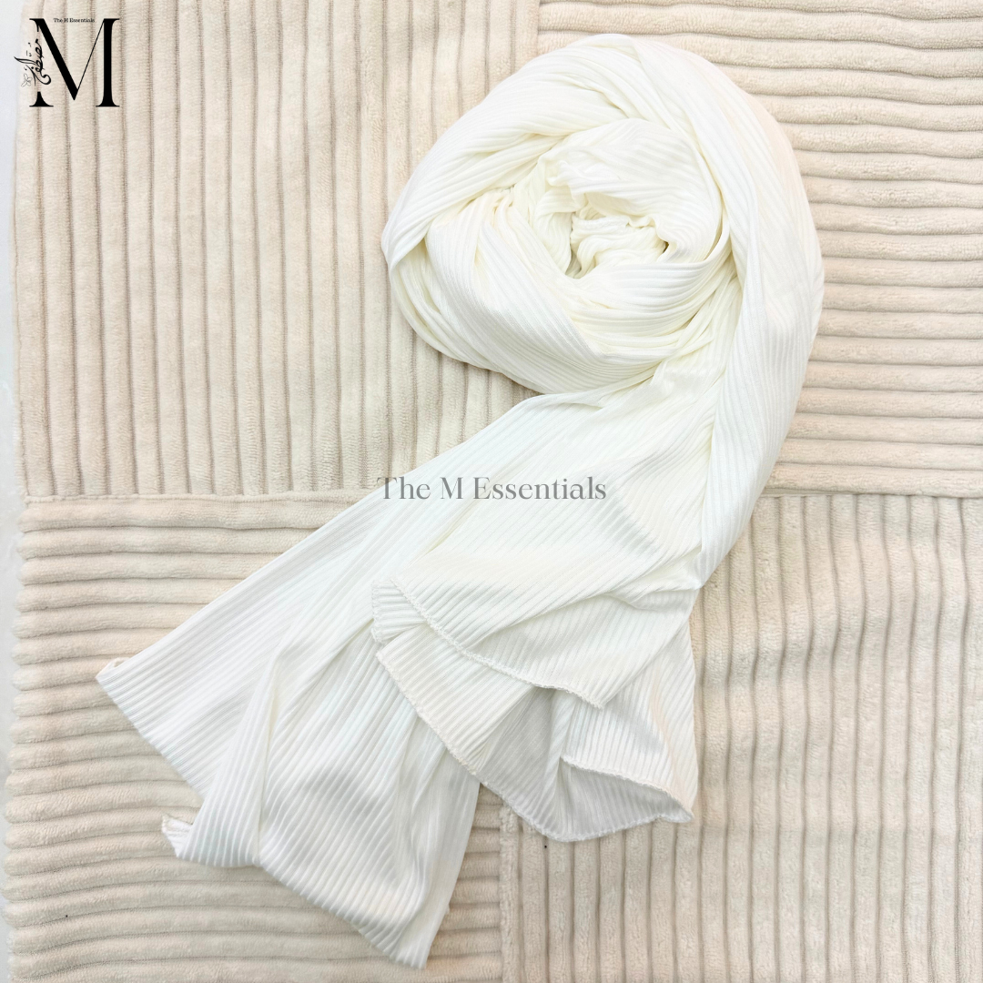 White Ribbed Jersey Hijab by The M Essentials
