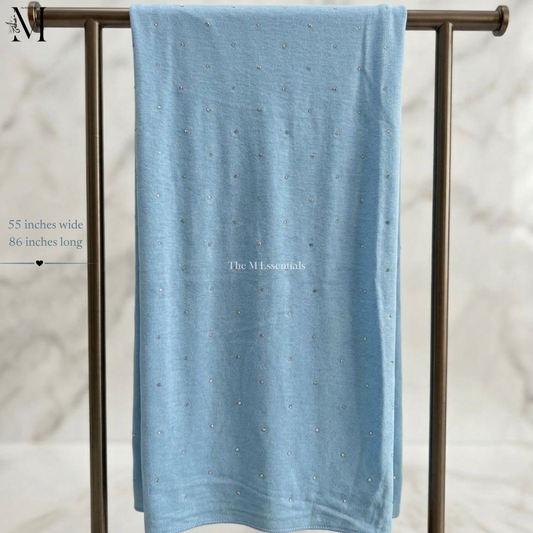 Light Blue Jersey Chaddar with Stones | The M Essentials UAE
