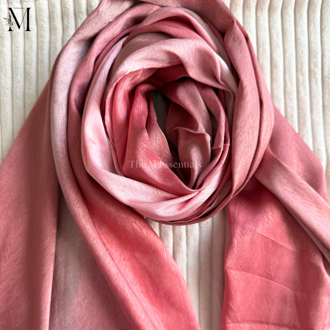 Pink Ombre Crinkle Silk Hijab | The M Essentials