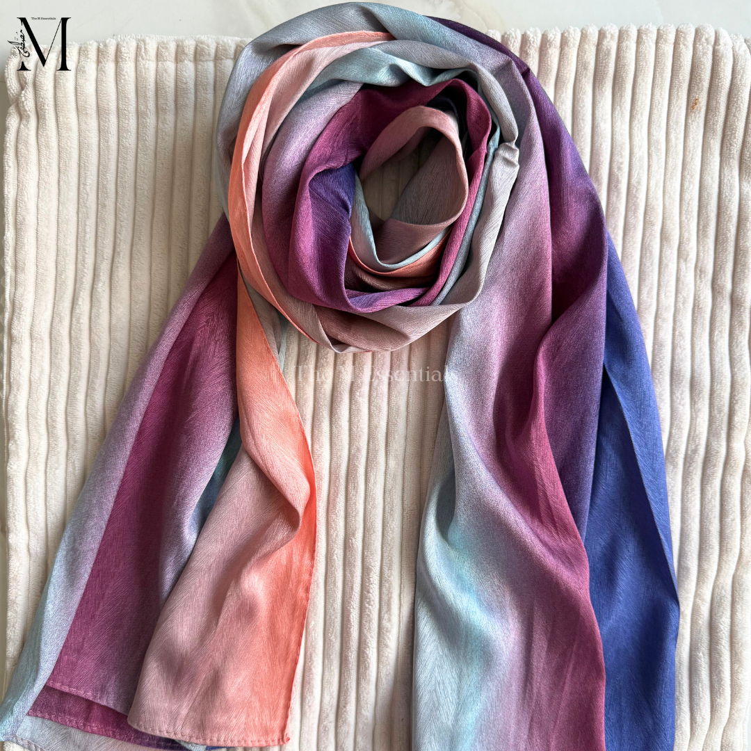 Peach Ombre Crinkle Silk Hijab | The M Essentials