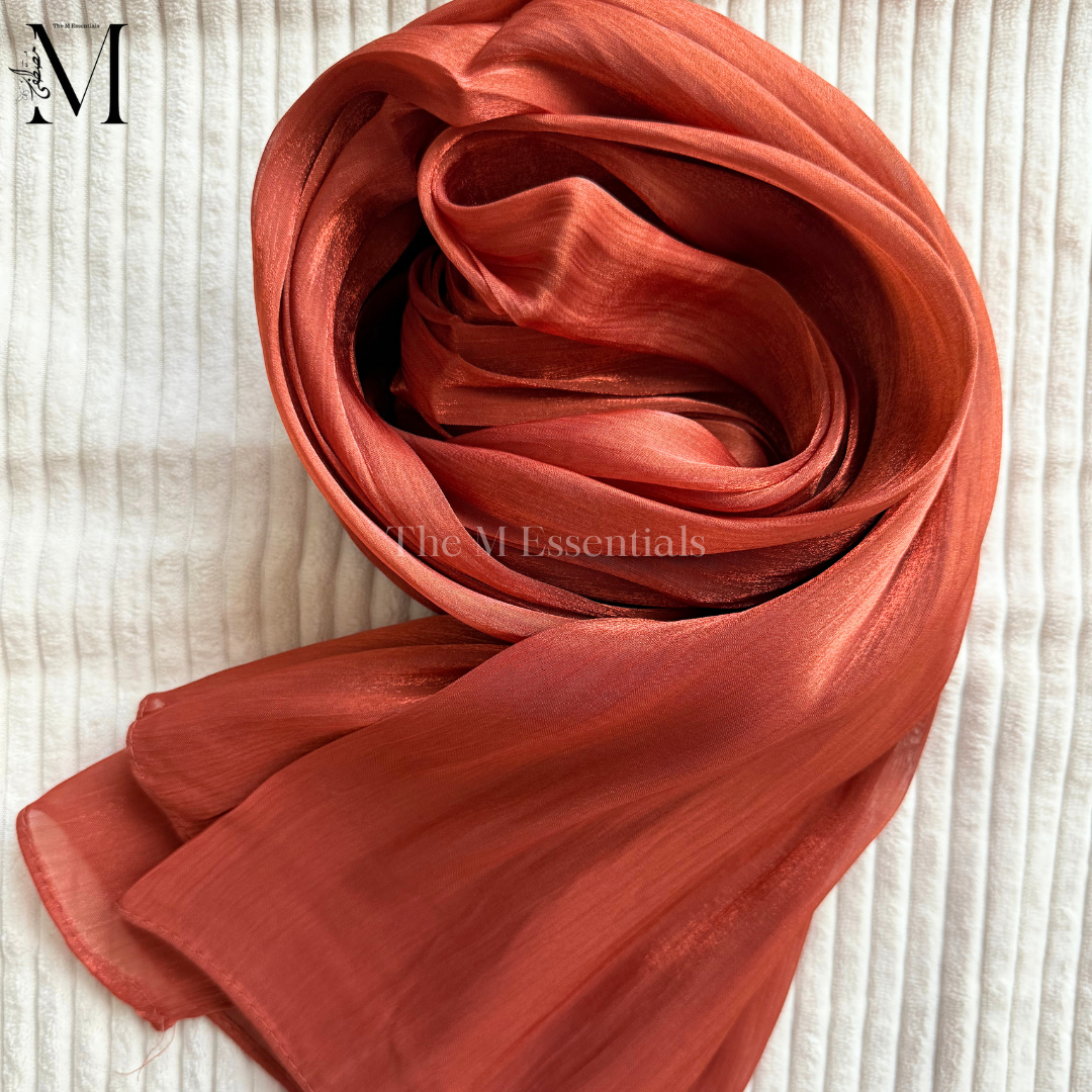 Vibrant Orange Silk Hijab Online UAE | Elegant & Luxurious | The M Essentials