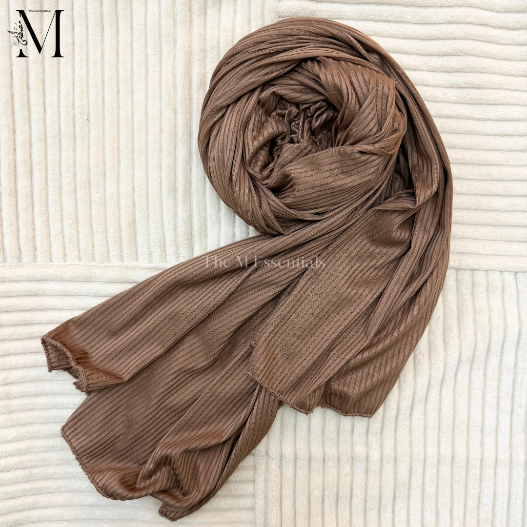 Brown Ribbed Jersey Hijab by The M Essentials