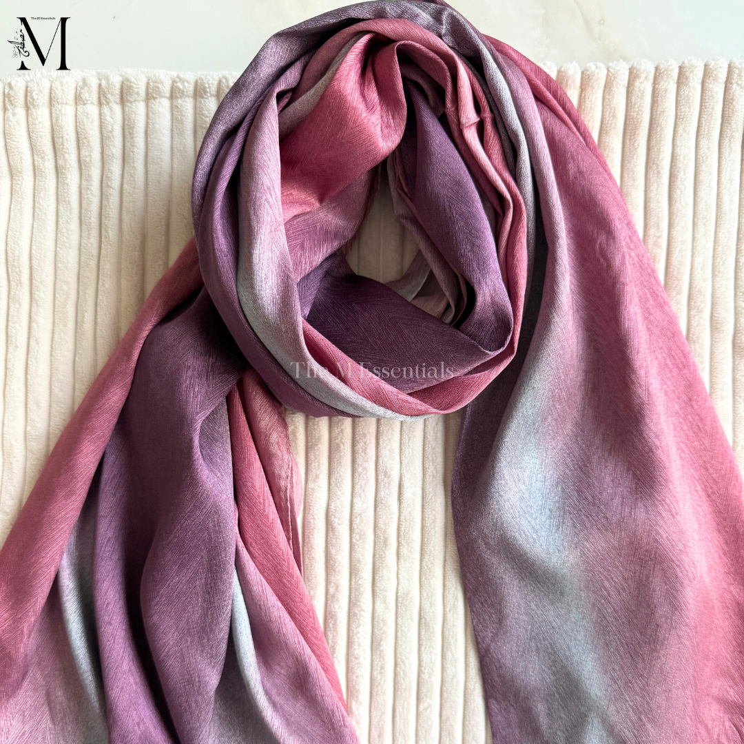Gray Ombre Crinkle Silk Hijab | The M Essentials