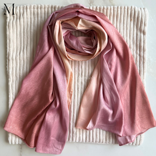 Peach Ombre Crinkle Silk Hijab | The M Essentials