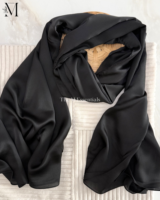Satin Silk Hijab -  Black