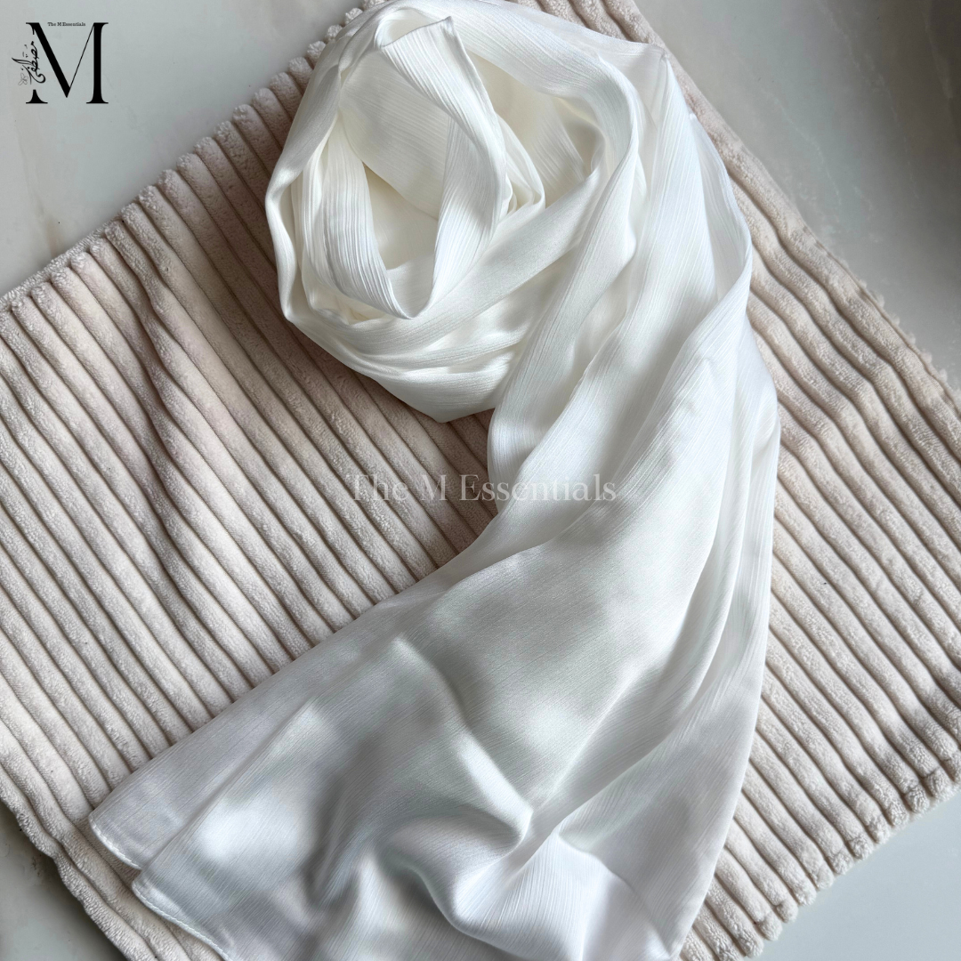 White Silk Hijabs Online UAE | Elegant & Luxurious | The M Essentials