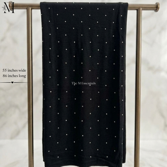 Black Jersey Chaddar with stones - Large Hijabs by The M Essentials