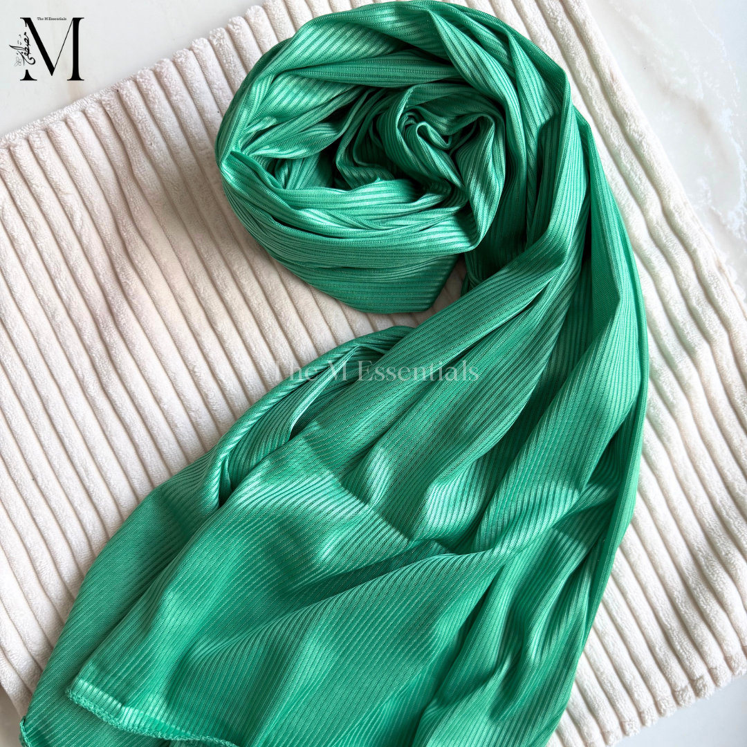 Green Ribbed Jersey Hijabs Online UAE | Stretch & Comfort | The M Essentials