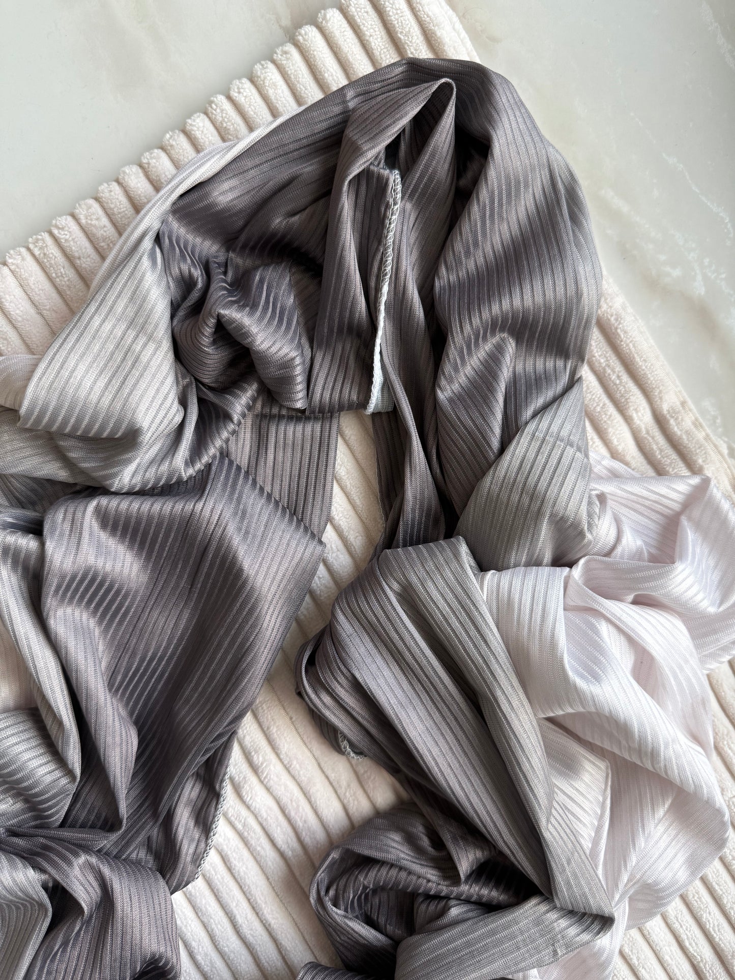 Gray Ribbed Jersey Hijabs Online UAE | Stretch & Comfort | The M Essentials