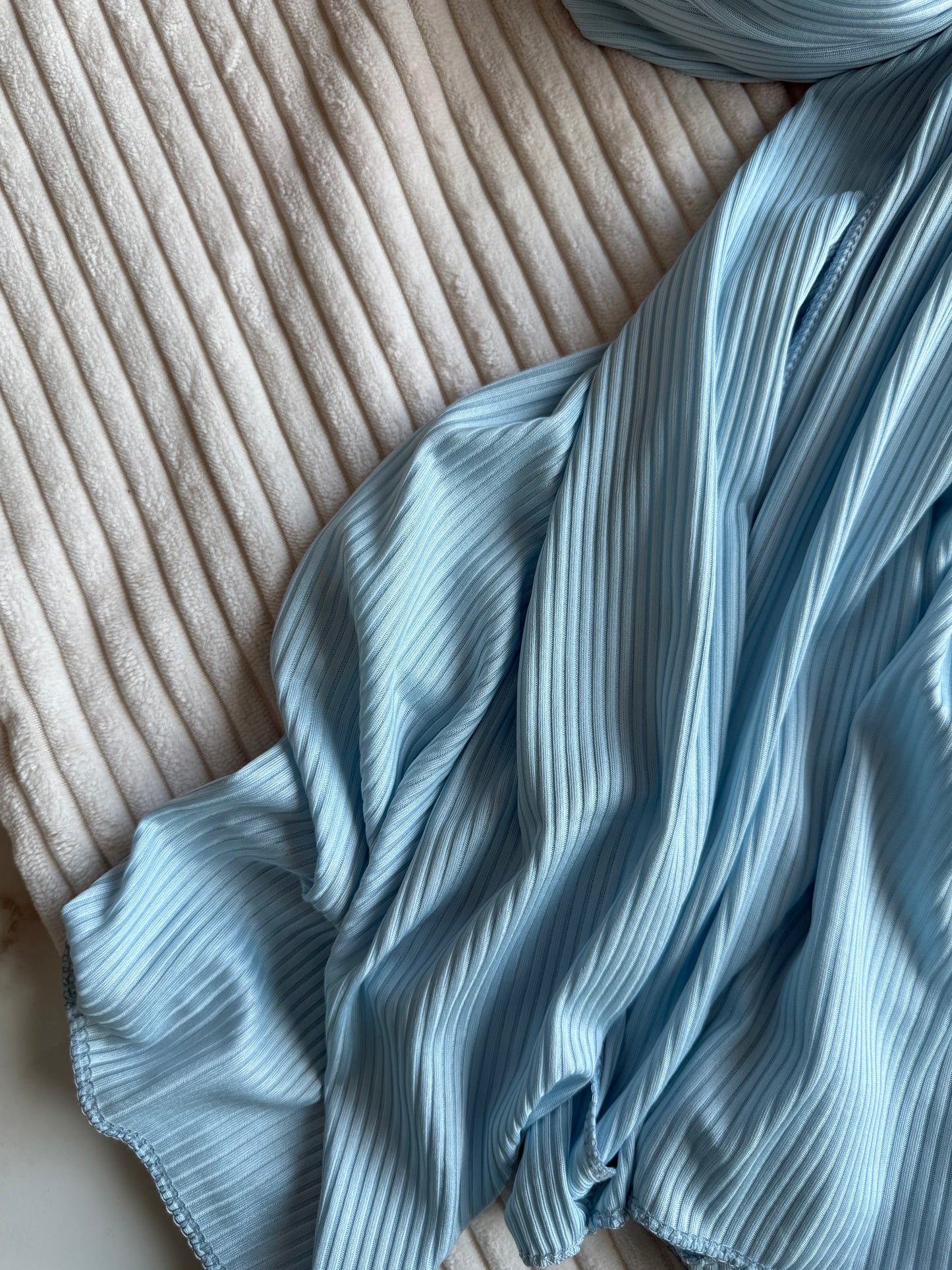 Sky Blue Ribbed Jersey Hijabs Online UAE | Stretch & Comfort | The M Essentials