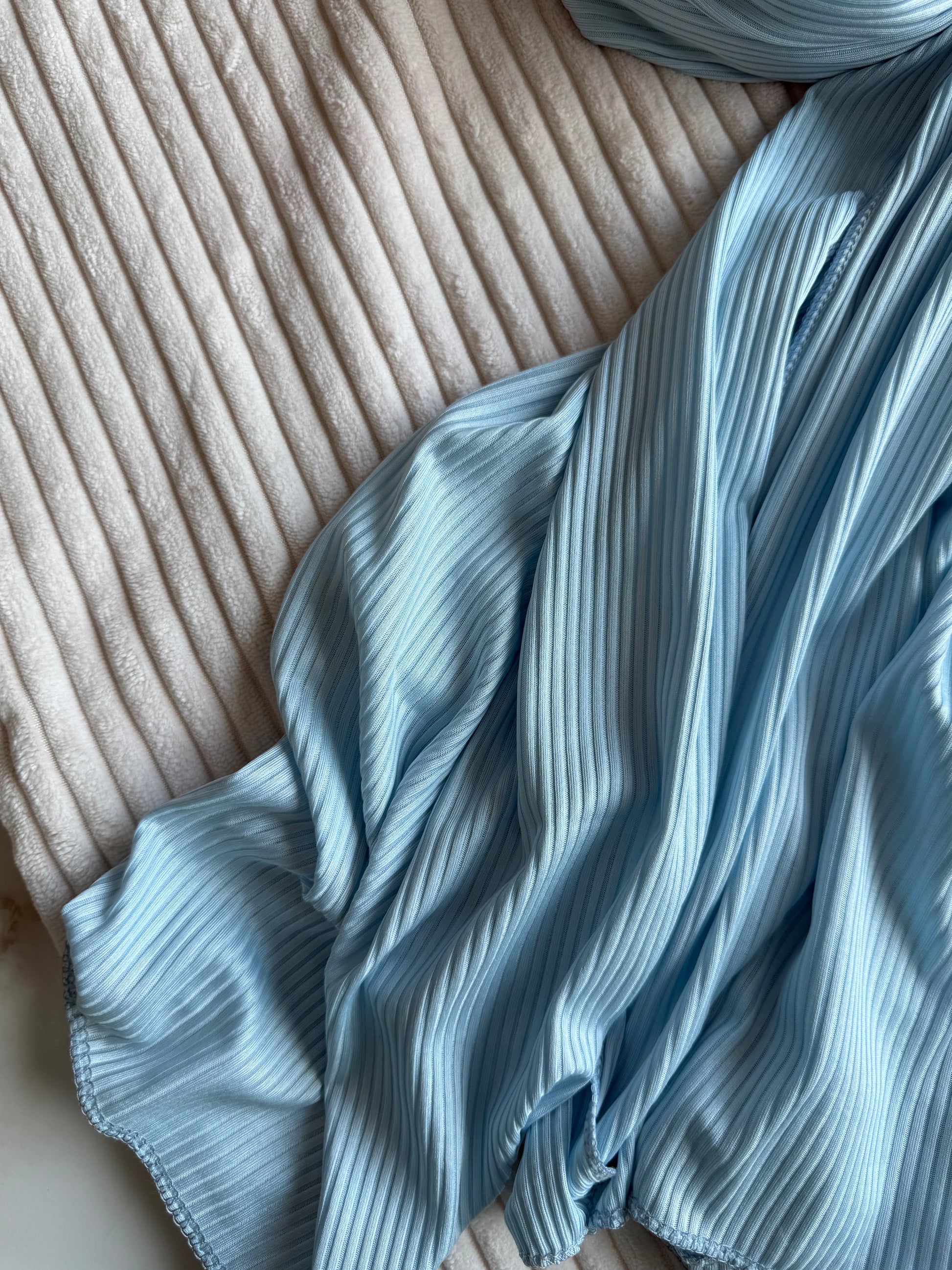 Sky Blue Ribbed Jersey Hijabs Online UAE | Stretch & Comfort | The M Essentials