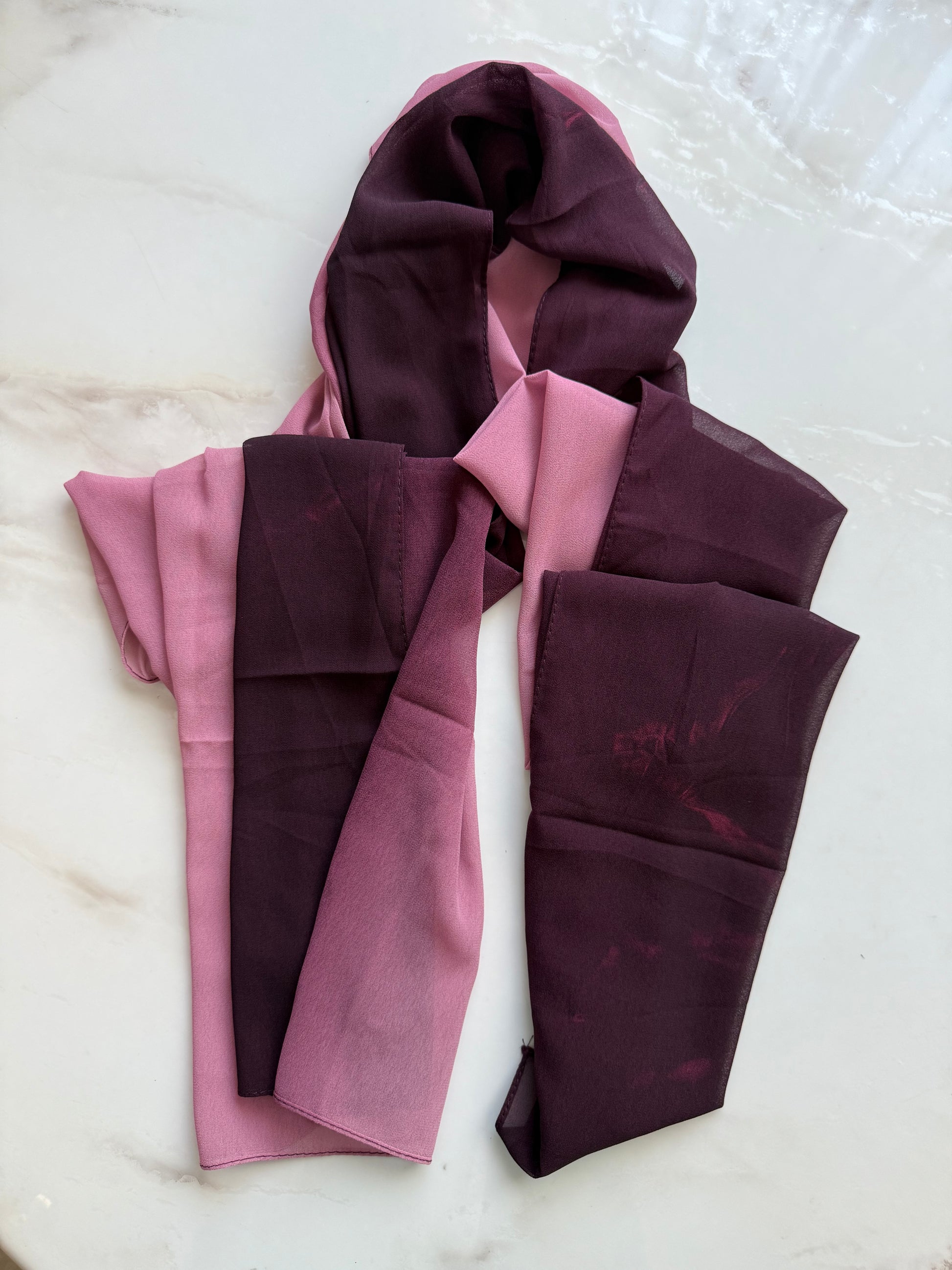 Pink Ombre Chiffon Hijabs Online UAE | Lightweight & Elegant | The M Essentials