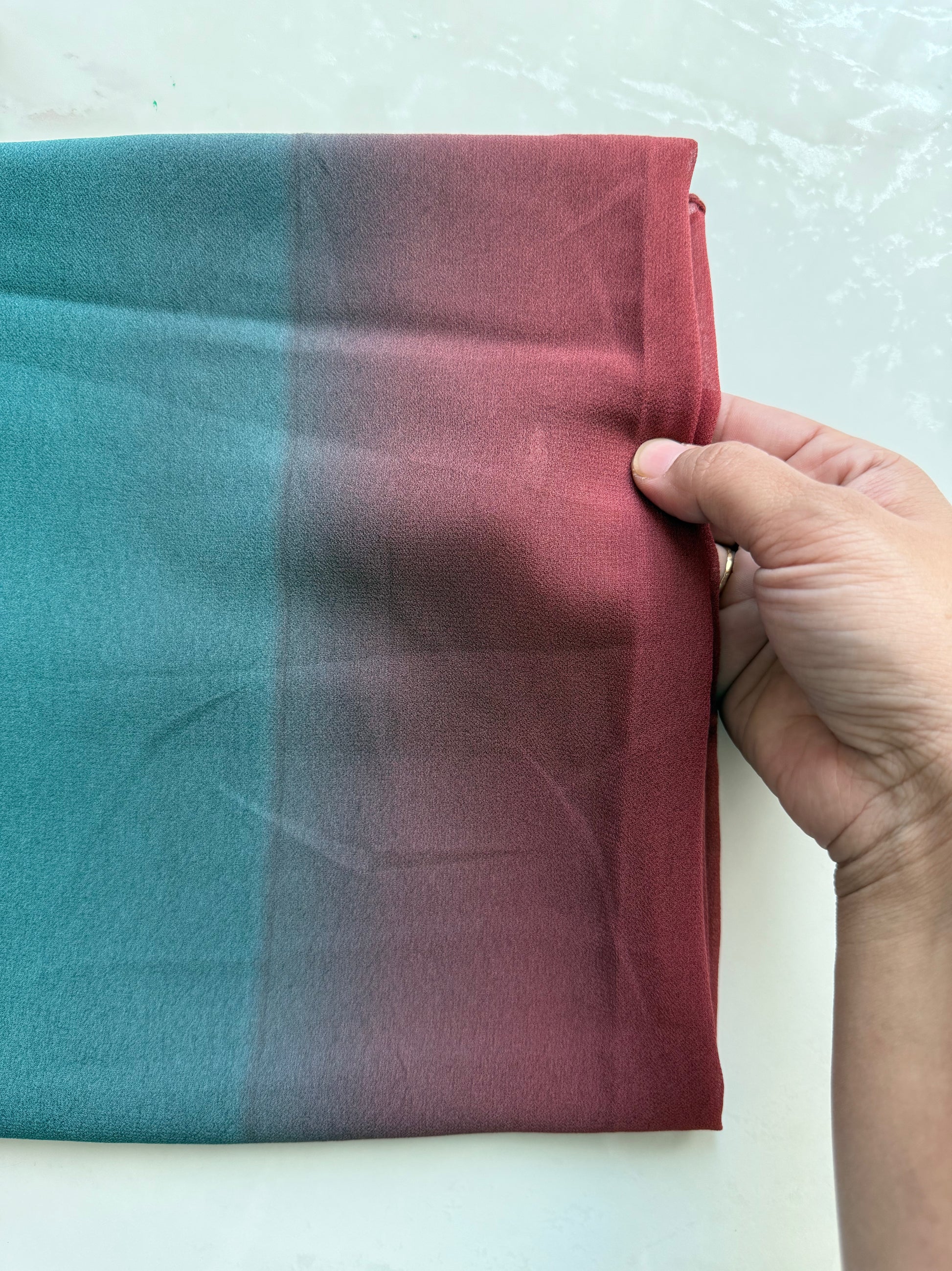 Green Ombre Chiffon Hijabs Online UAE | Lightweight & Elegant | The M Essentials