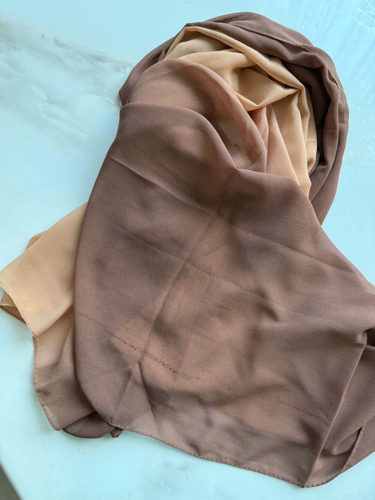 Brown Beige Ombre Chiffon Hijabs Online UAE | Lightweight & Elegant | The M Essentials