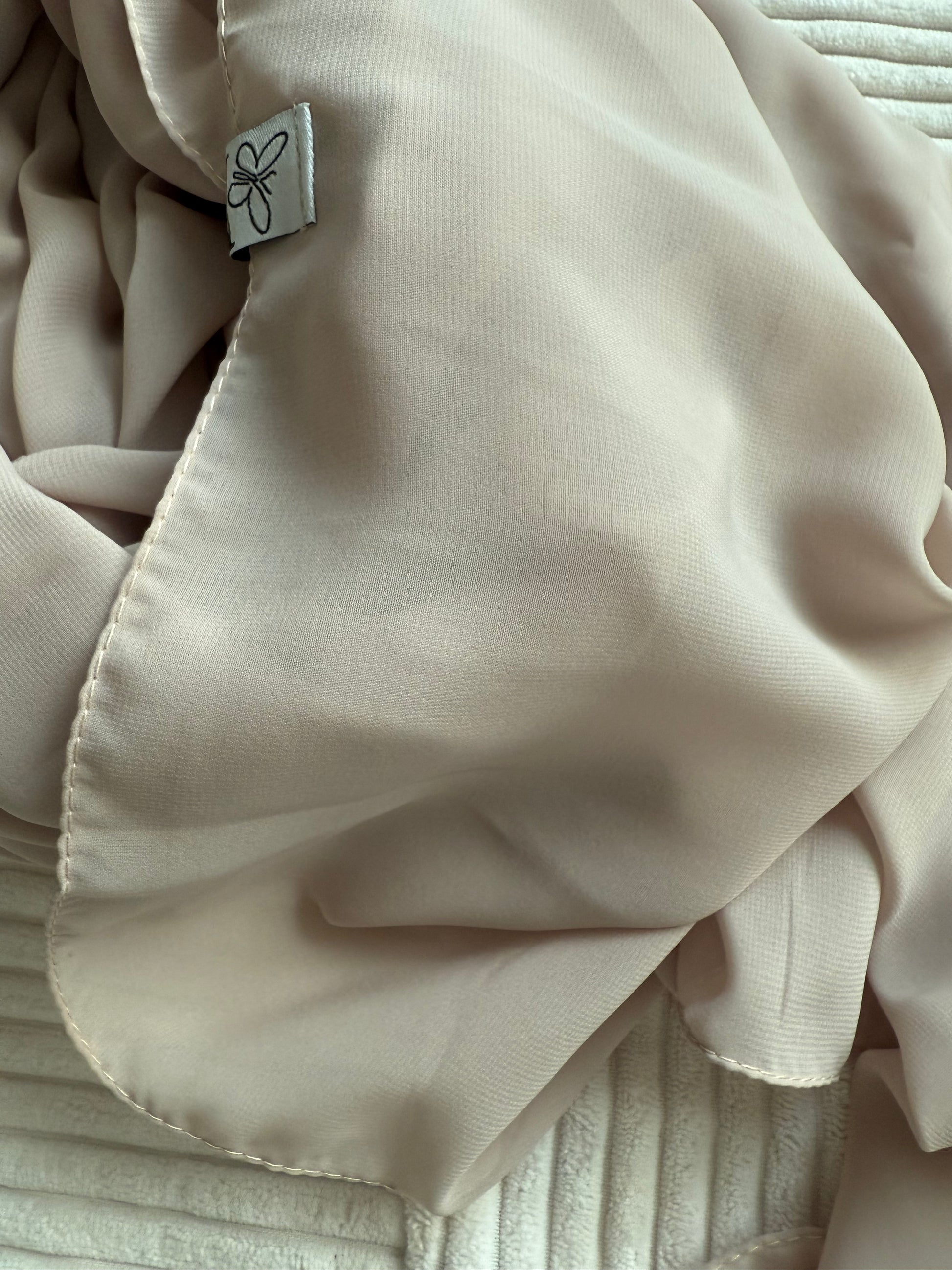 Beige Premium Powder Chiffon Hijab – Neutral & Chic | Made in Indonesia