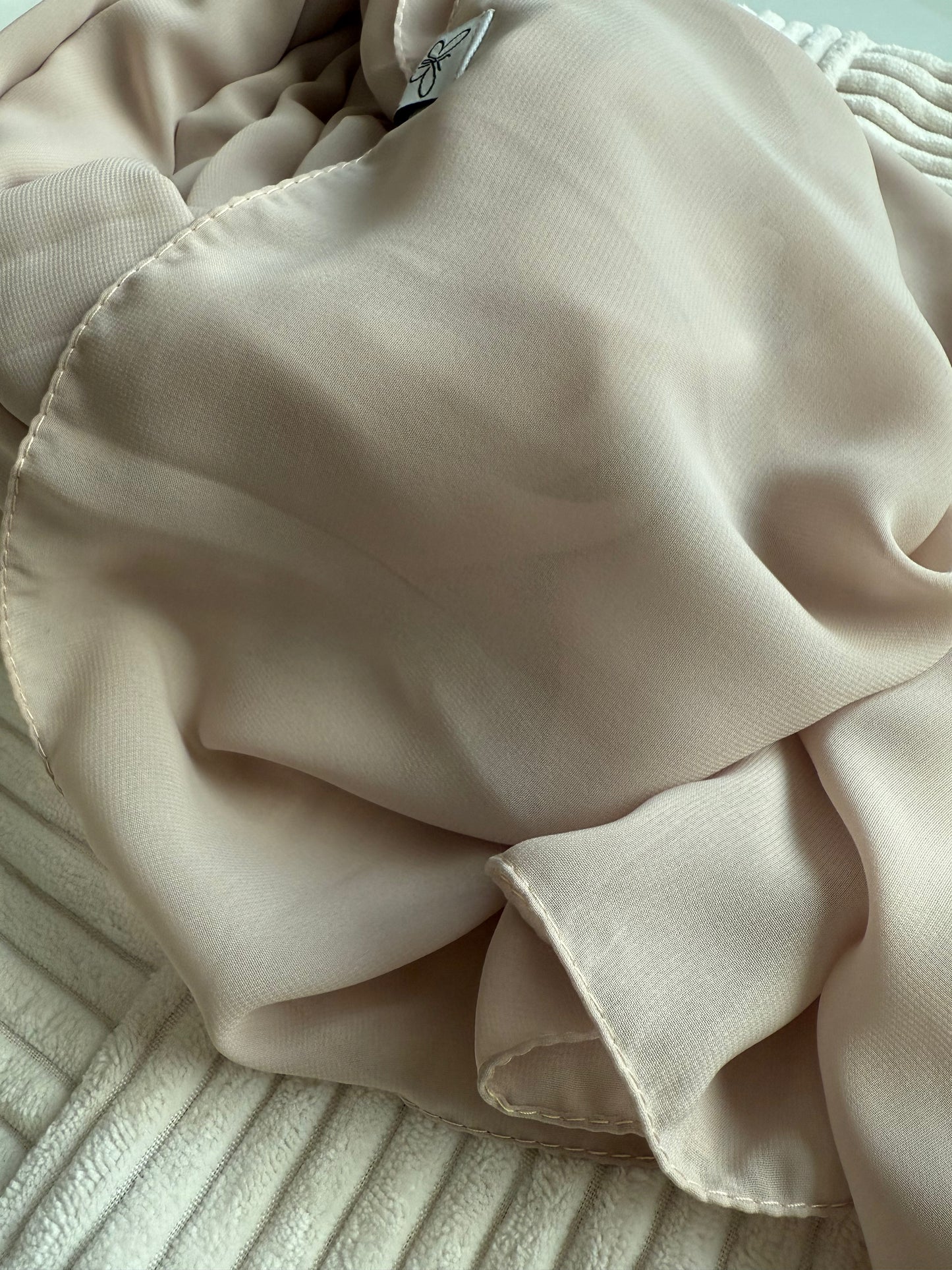 Beige Premium Powder Chiffon Hijab – Neutral & Chic | Made in Indonesia