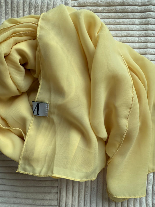 Butter Yellow Powder Chiffon Hijab – Soft & Subtle Glow | Made in Indonesia