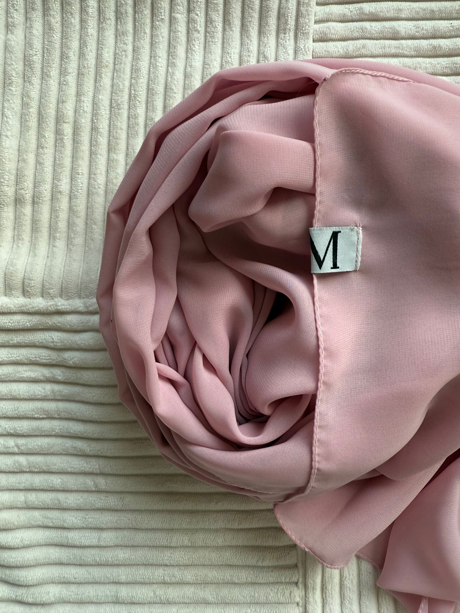 Baby Pink Premium Powder Chiffon Hijab – Soft & Sweet | Made in Indonesia