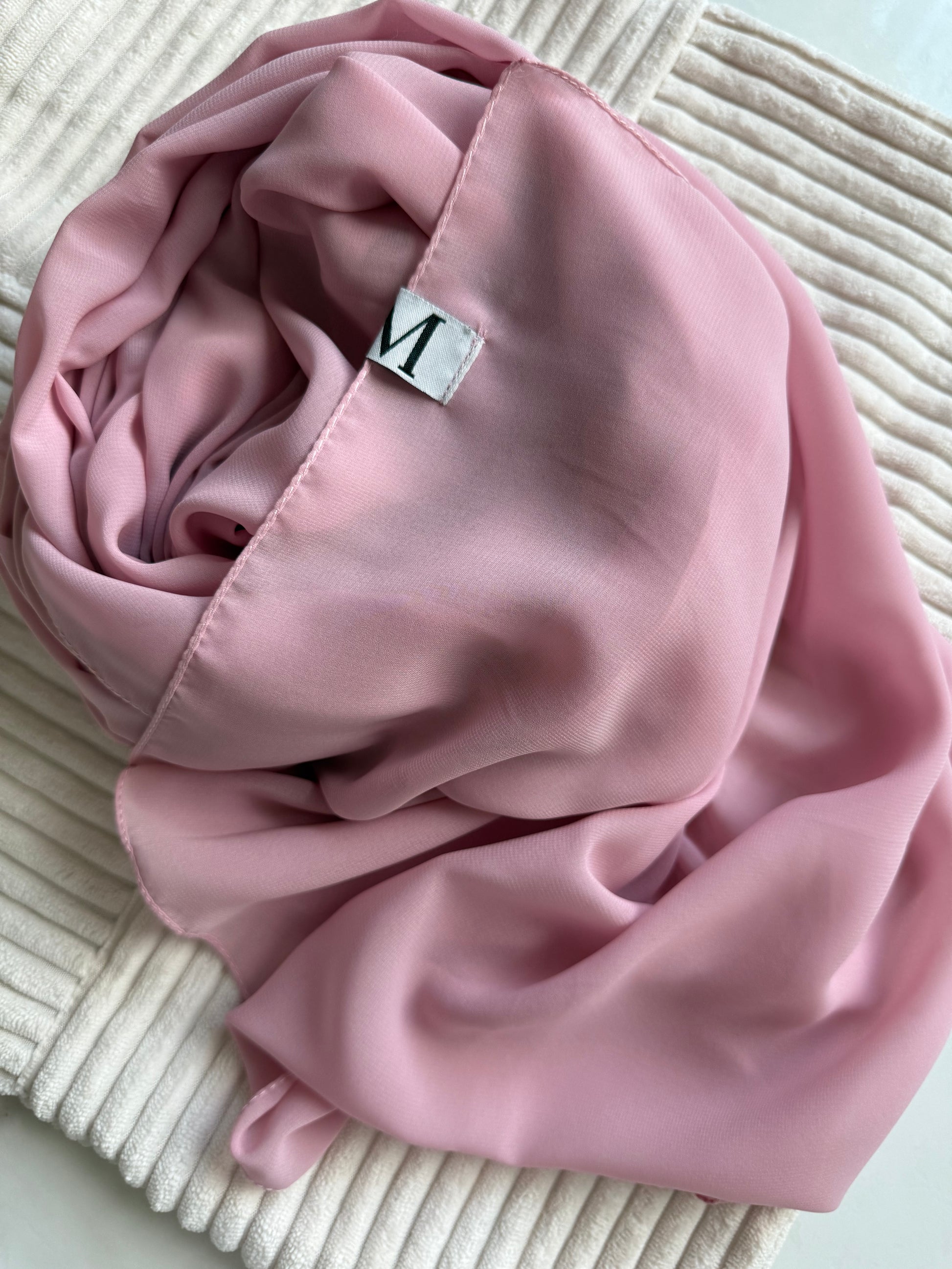 Baby Pink Premium Powder Chiffon Hijab – Soft & Sweet | Made in Indonesia