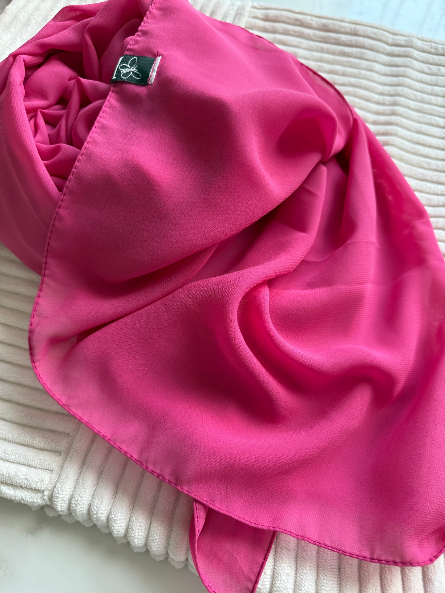 Deep Pink Premium Powder Chiffon Hijab – Bold & Feminine | Made in Indonesia