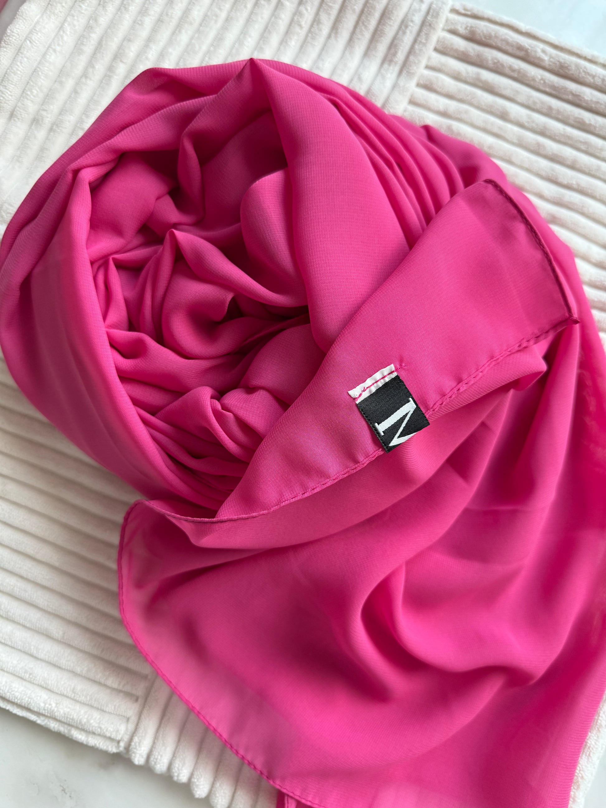 Deep Pink Premium Powder Chiffon Hijab – Bold & Feminine | Made in Indonesia