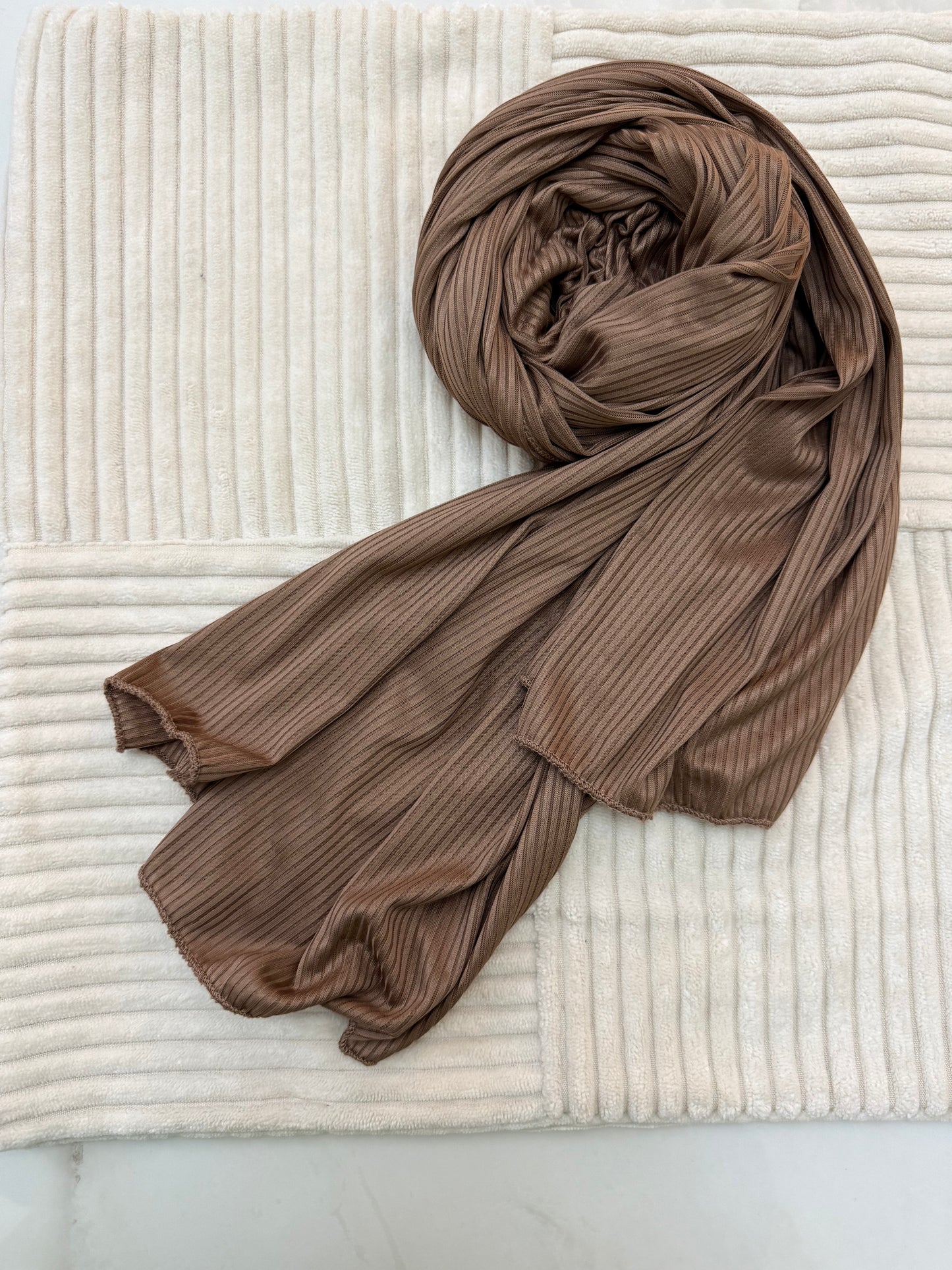 Brown Ribbed Jersey Hijab by The M Essentials