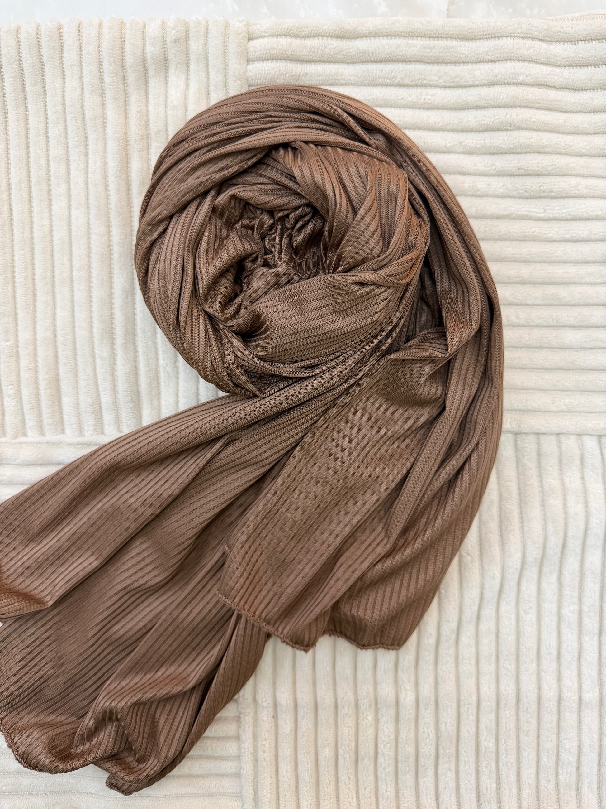 Brown Ribbed Jersey Hijab by The M Essentials