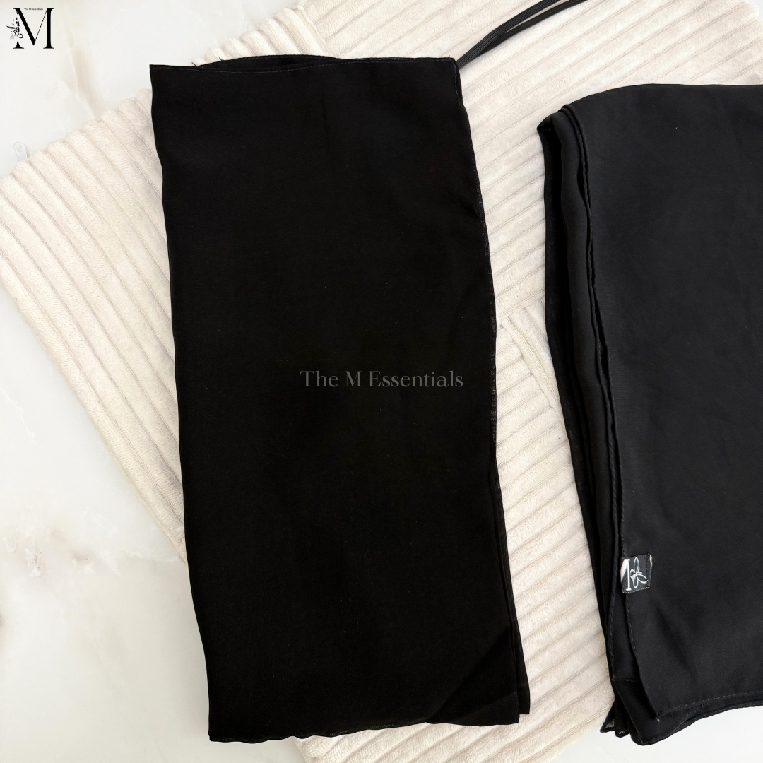 Black Hijab and Niqab Set in Soft Chiffon Fabric