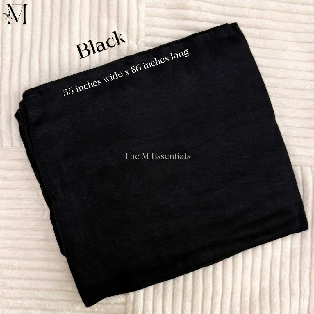 Black Big Cotton Jersey Hijab
