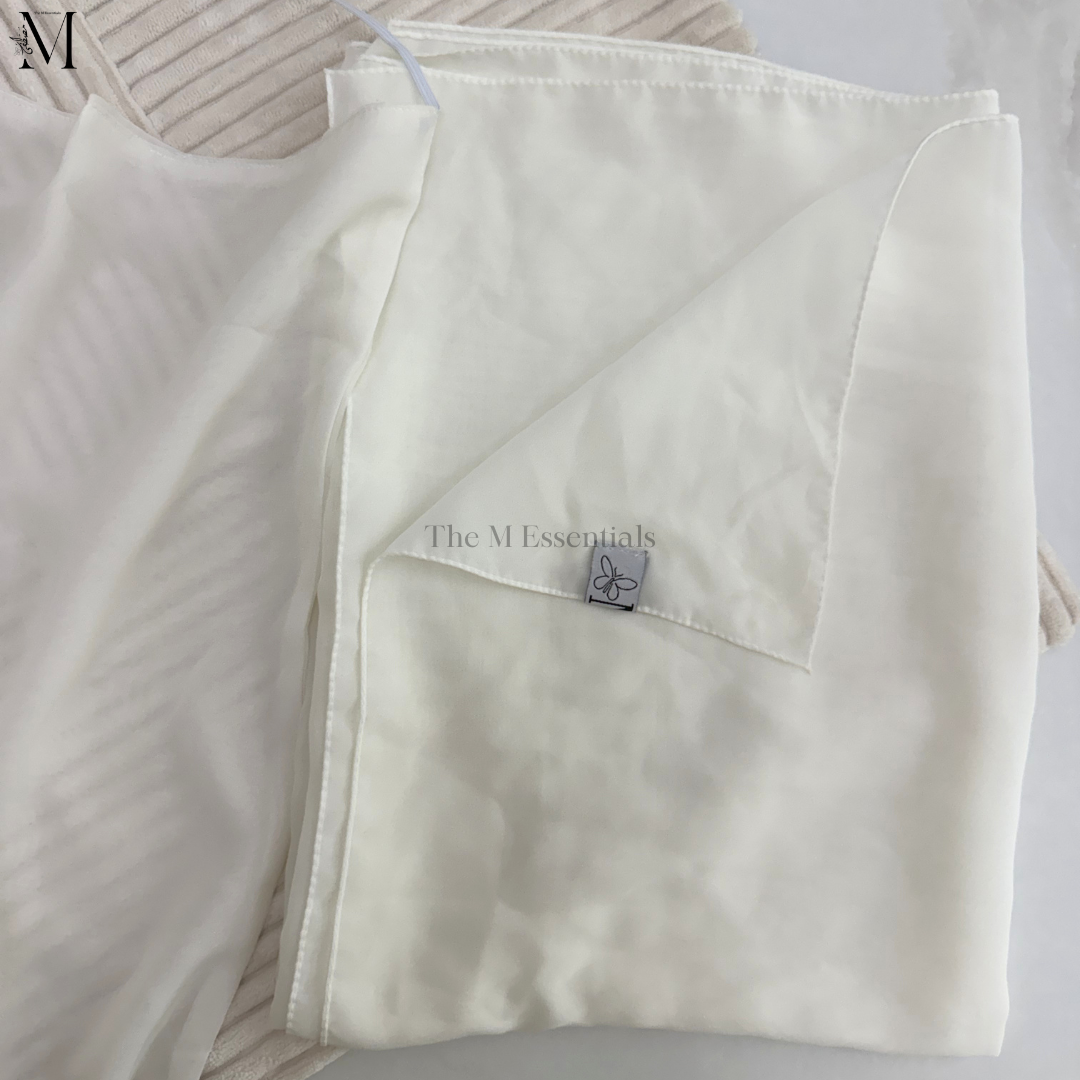 White Hijab and Niqab Set in Soft Chiffon Fabric