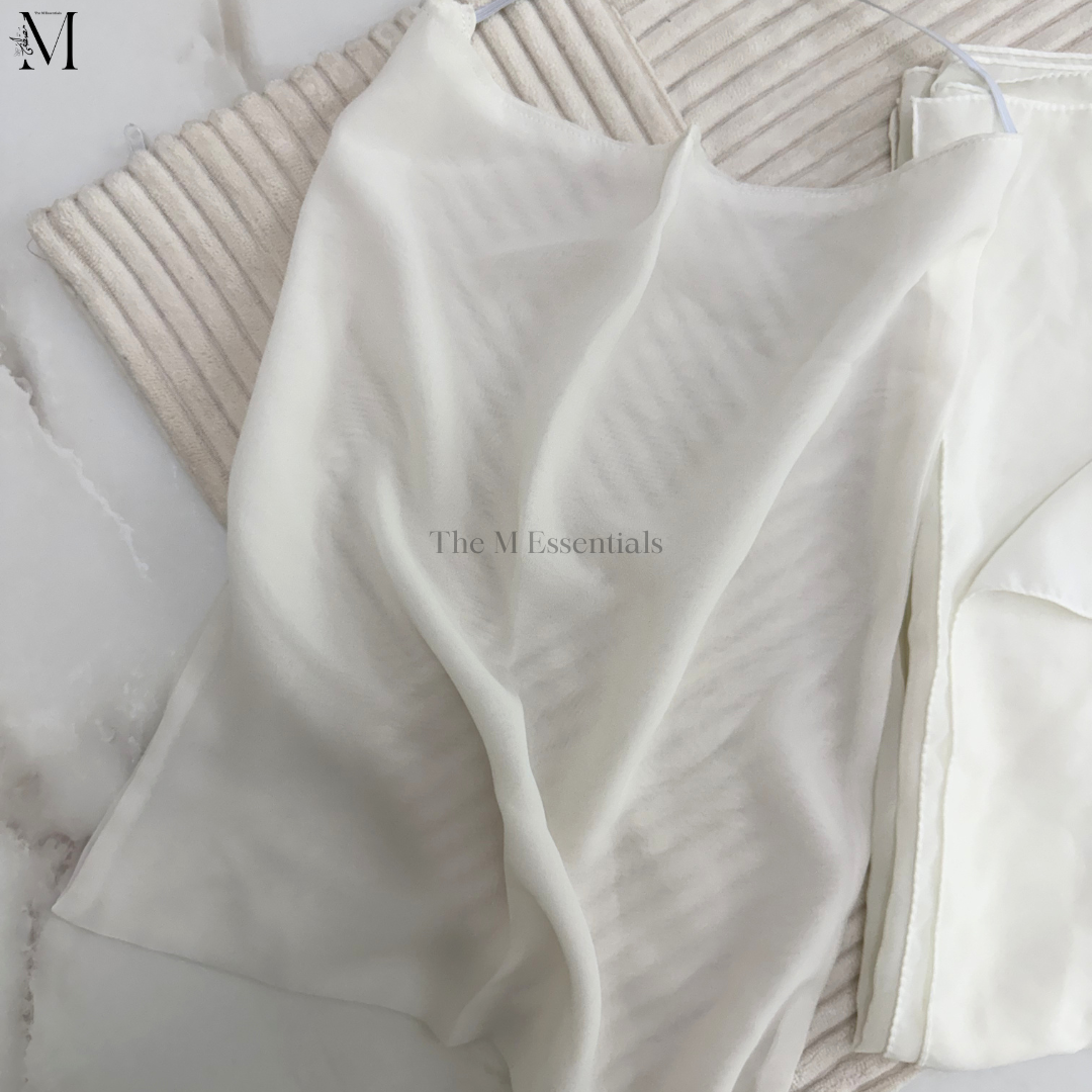 White Hijab and Niqab Set in Soft Chiffon Fabric